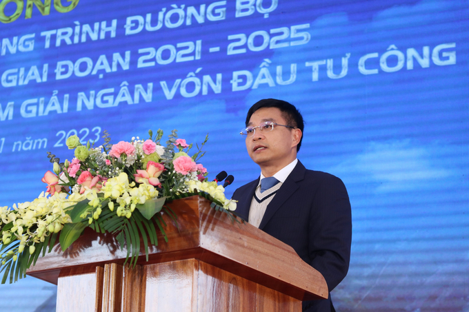 Bộ trưởng Bộ Giao thông Vận tải Nguyễn Văn Thắng phát biểu tại Lễ khởi công dự án đường bộ cao tốc Bắc Nam