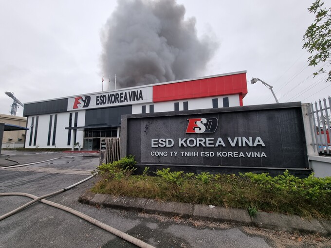 Công ty ESD KOREA VINA tại KCN Quế Võ (Khu vực mở rộng), Phường Nam Sơn, TP Bắc Ninh (Bắc Ninh) nơi xảy ra đám cháy.
