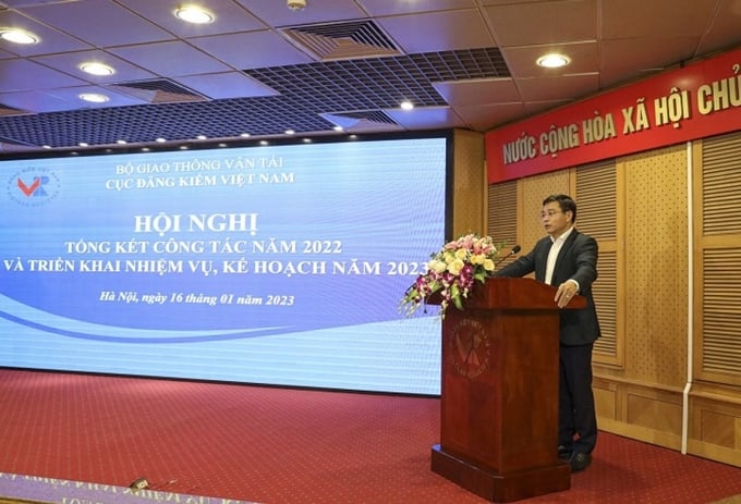 Bộ trưởng Bộ GTVT Nguyễn Văn Thắng phát biểu chỉ đạo tại Hội nghị tổng kết công tác năm 2022 của Cục Đăng kiểm Việt Nam ngày 16/1.