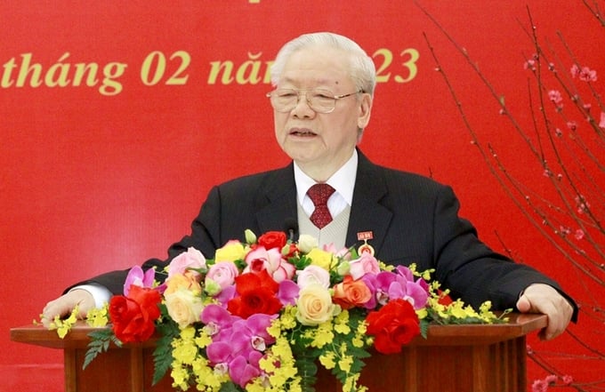 Tổng Bí thư Nguyễn Phú Trọng phát biểu tại buổi lễ. Ảnh: Phạm Cường