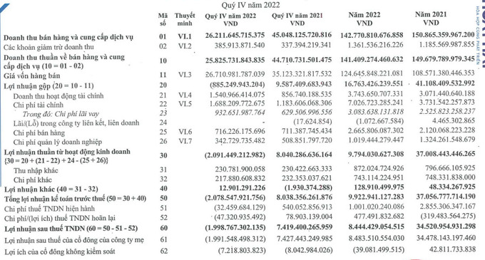 Hòa Phát lãi sau thuế cả năm 2022 đạt hơn 8.400 tỷ đồng, bằng 24% so với năm 2021