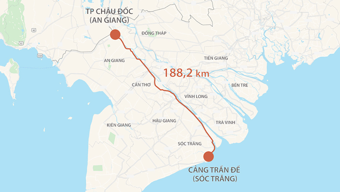 Dự án cao Châu Đốc - Cần Thơ - Sóc Trăng có điểm đầu kết nối với Quốc lộ 91 (thuộc TP Châu Đốc, tỉnh An Giang) và điểm cuối tại cảng Trần Đề (tỉnh Sóc Trăng).
