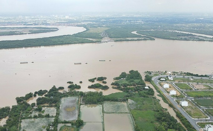 Khu vực xây cầu Nhơn Trạch, nối Đồng Nai - TP HCM. Ảnh thực tế