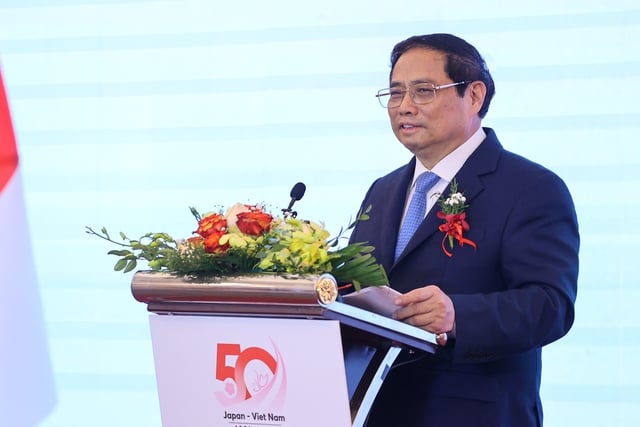 Thủ tướng chia sẻ, Sáng kiến chung Việt Nam – Nhật Bản đã đem lại nhiều kết quả tích cực trong cải thiện môi trường đầu tư và nâng cao năng lực cạnh tranh Việt Nam - Ảnh: VGP/Nhật Bắc