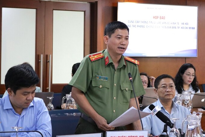 Thượng tá Lê Mạnh Hà, Phó Trưởng phòng Tham mưu Công an TP.HCM, trả lời tại buổi họp báo vào chiều 23/3