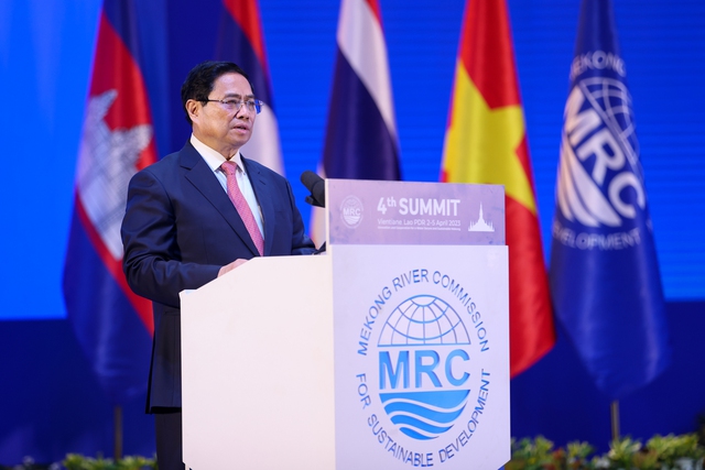 Thủ tướng Phạm Minh Chính phát biểu tại Hội nghị Cấp cao lần thứ 4 Ủy hội sông Mekong quốc tế