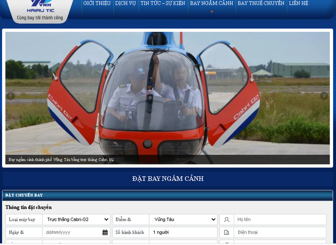 Hải Âu cung cấp dịch vụ bay ngắm cành thành phố Vũng Tàu bằng trực thăng Cabri G2