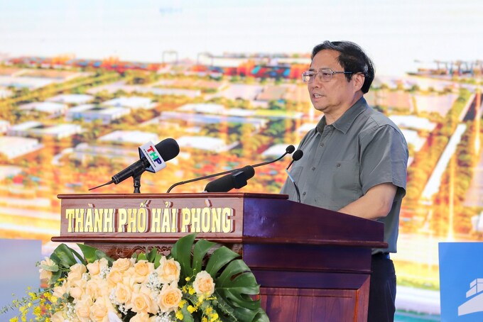 Thủ tướng Chính phủ Phạm Minh Chính phát biểu tại buổi lễ khởi công. Ảnh: Đàm Thanh