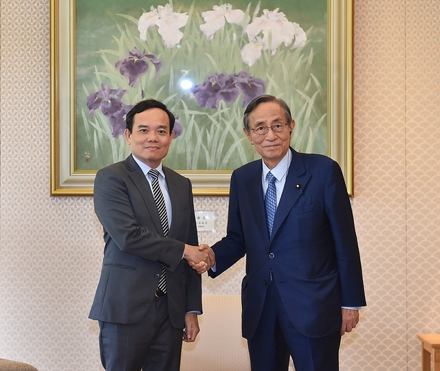 Phó Thủ tướng Trần Lưu Quang gặp Chủ tịch Hạ viện Nhật Bản Hosoda Hiroyuki - Ảnh: VGP/Hải Minh