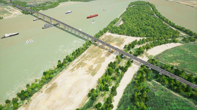 Phối cảnh cầu Nhơn Trạch bắc qua sông Đồng Nai với tổng mức đầu tư 1.800 tỷ đồng. Đây là cây cầu lớn nhất đường vành đai, thuộc thành phần dự án 1A, đoạn Tân Vạn - Nhơn Trạch.