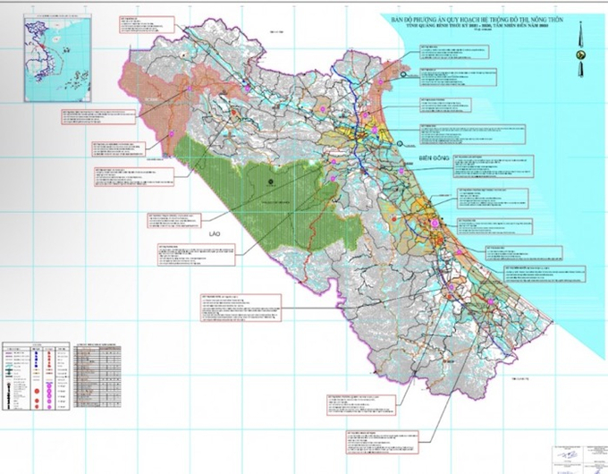 Bản đồ quy hoạch hệ thống đô thị và nông thôn tỉnh Quảng Bình