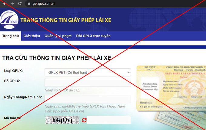 Liên tục xuất hiện các website giả mạo khác có giao diện, nội dung tương tự với Trang thông tin điện tử Giấy phép lái xe