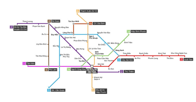 Hướng tuyến 8 tuyến Metro đã được quy hoạch tại TP HCM.