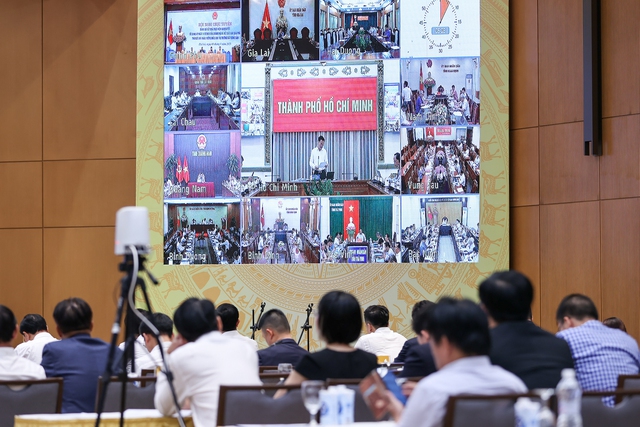 Hội nghị được kết nối trực tuyến từ Trụ sở Chính phủ tới trụ sở UBND các tỉnh, thành phố trực thuộc Trung ương