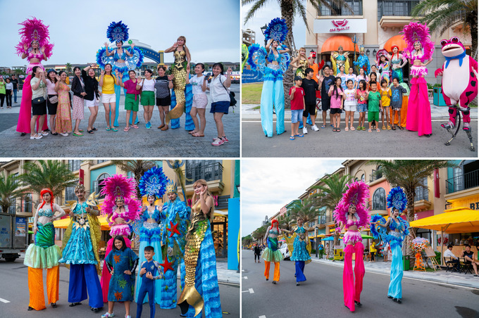 Đoàn diễu hành Carnival sôi động mang lại sự thích thú và tiếng cười cho đông đảo du khách. Dường như các du khách nhí chính là “fan cứng” của đoàn diễu hành đa sắc màu