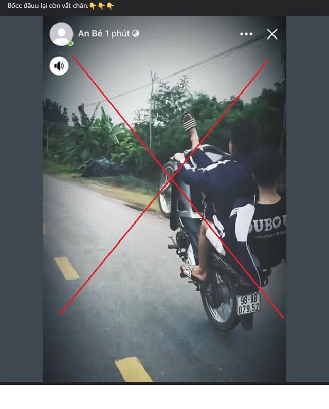 Hình ảnh Lăng Thanh Tuấn bốc đầu xe máy được đăng tải lên facebook. Ảnh: Cơ quan Công an.
