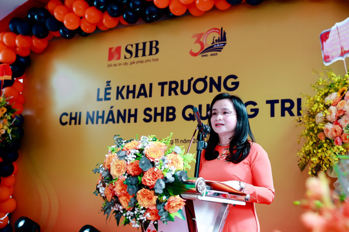 Tổng Giám đốc SHB Ngô Thu Hà nhấn mạnh SHB Quảng Trị sẽ hoạt động an toàn, hiệu quả và đóng góp vào sự phát triển kinh tế của tỉnh