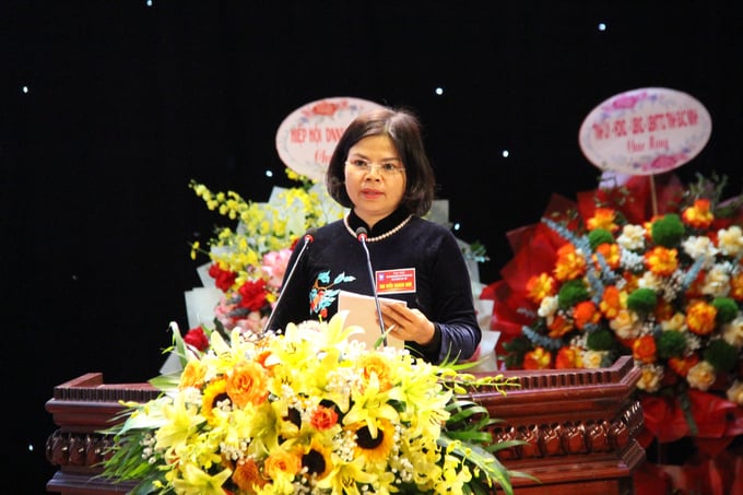 Chủ tịch UBND tỉnh Bắc Ninh Nguyễn Hương Giang phát biểu tại Đại hội.