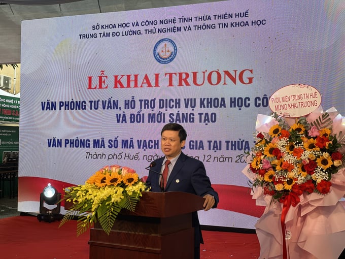 Ông Hồ Thắng - GĐ Sở Khoa học và Công nghệ tỉnh Thừa Thiên Huế phát biểu tại Lễ Khai trương ngày 22/12/2023