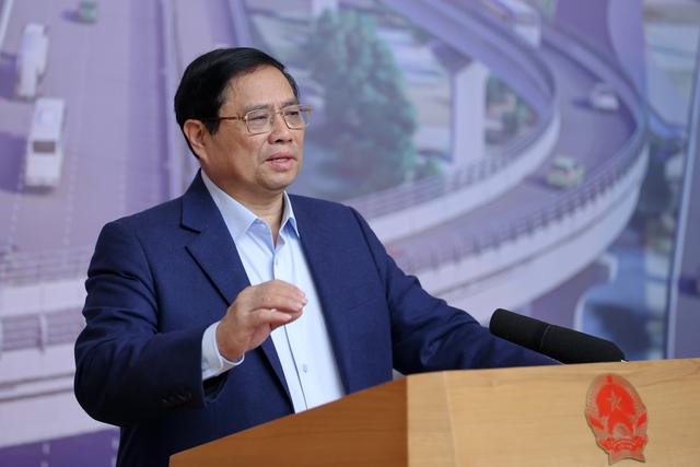 Thủ tướng Phạm Minh Chính phát biểu kết luận Phiên họp thứ 9 của Ban Chỉ đạo Nhà nước các công trình, dự án quan trọng quốc gia, trọng điểm ngành giao thông vận tải - Ảnh: VGP/Nhật Bắc