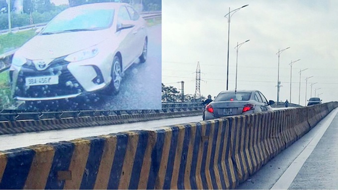 Hình ảnh 2 xe ô tô đi vào đường ngược chiều được người dân gửi đến Công an TP Bắc Giang