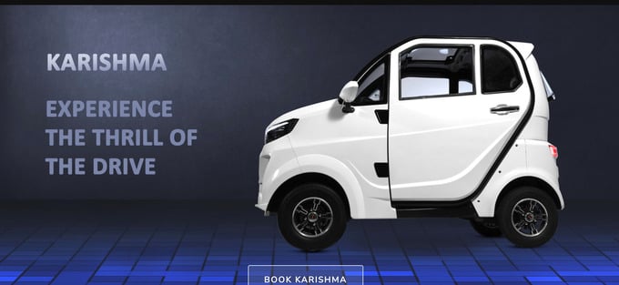 Yakura Karishma là một mẫu ô tô điện mini của Ấn với hai cửa và ba chỗ ngồi