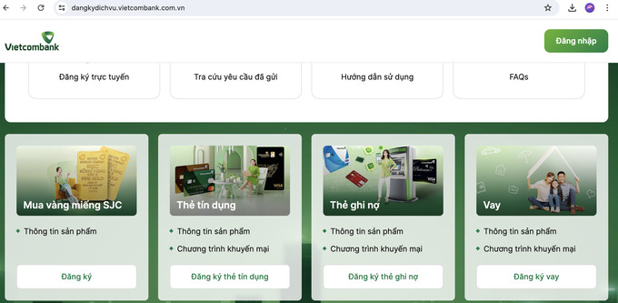 Để đăng ký mua vàng miếng SJC trực tuyến, khách hàng cần truy cập website chính thức của Vietcombank