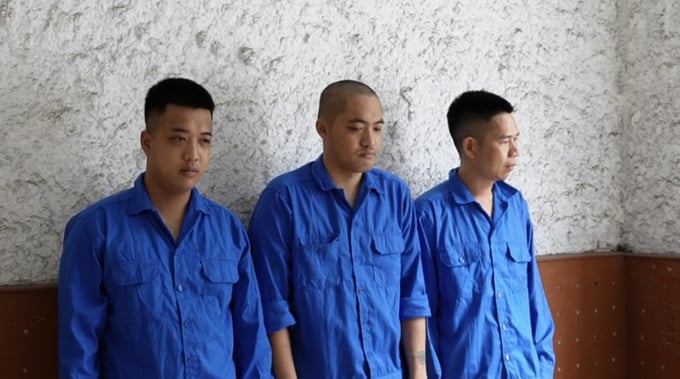 Nhóm đối tượng Phạm Văn Hưởng, Vũ Trọng Chiến, Nguyễn Thanh Tùng (từ trái sang phải)