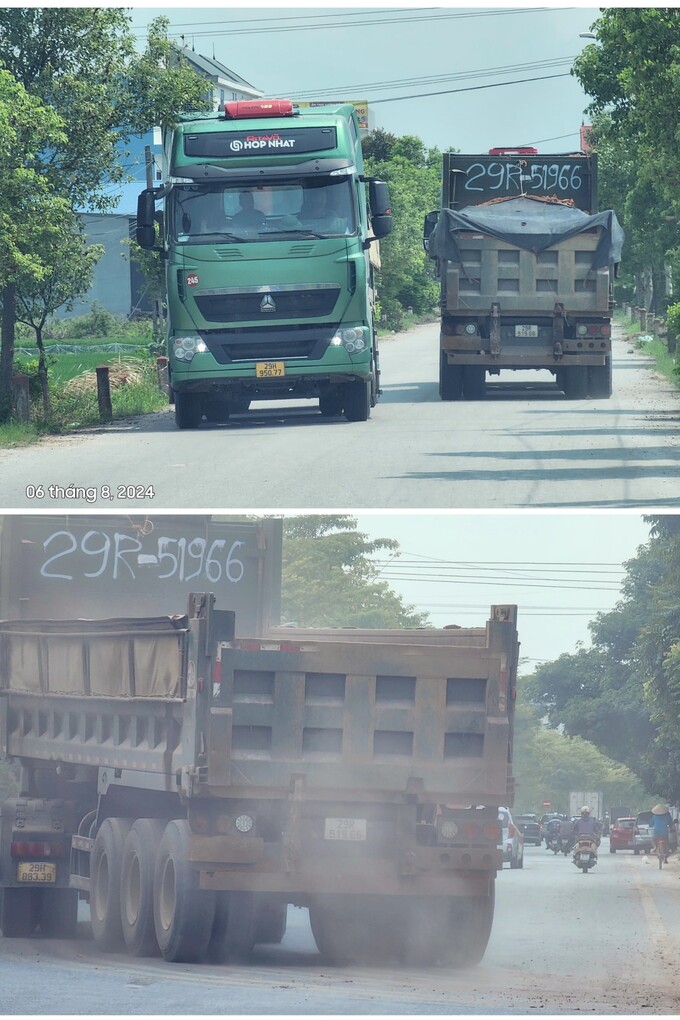 Đích đến của đoàn xe đầu kéo này là một dự án ở tỉnh bạn, cách mỏ chừng 30km. Ảnh dưới, xe 29R-519.66 đang lùi vào dự án ở phường Hạp Lĩnh- TP Bắc Ninh chiều 06/8