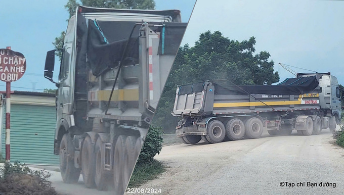 Cũng theo bà Thân Thị H, đoạn đê này giáp ranh giữa 2 xã phường: Quang Châu - Vân Trung nên nhiều lúc 'cha chung không ai khóc'. Thậm chí biển cấm tải trọng hơn 10 tấn còn bị các 'đối tượng xấu' phá hủy, vẽ bậy.