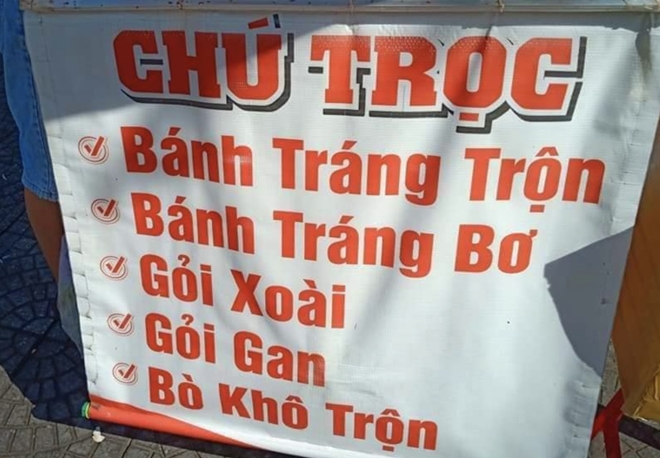 Tên bảng hiệu bánh tráng trộn chú trọc