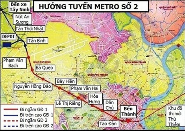 Sơ đồ hướng tuyến metro số 2