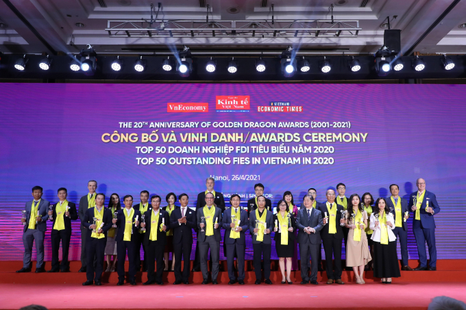 Công bố và vinh danh các Doanh nghiệp Rồng Vàng tiêu biểu - TOP 50 Doanh nghiệp FDI tiêu biểu 2020