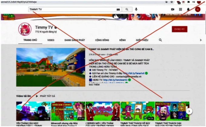 Kênh Timmy TV đăng nhiều nội dung độc hại đối với trẻ em