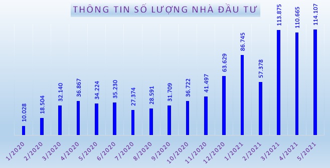 Dòng tiền của các nhà đầu tư mới góp phần giúp thị trường chứng khoán liên tiếp chinh phục những kỷ lục. (Biểu đồ: N.N)