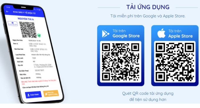 Website https://khaibaoyte.khambenh.gov.vn của Sở Y tế TP.HCM hướng dẫn tải ứng dụng Khai báo y tế.