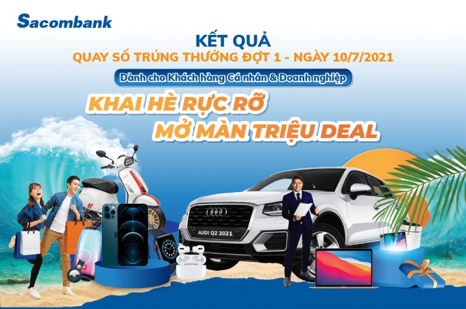 Buổi quay số chương trình “Khai hè rực rỡ - mở màn triệu deal” diễn ra theo hình thức trực tuyến với sự chứng kiến của đại diện Cục xúc tiến thương mại, đại diện ban lãnh đạo Sacombank, khách hàng và phóng viên báo đài.