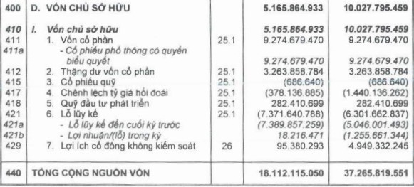 Một phần bảng cân đối kế toán bán niên soát xét của Hoàng Anh Gia Lai (đơn vị tính: ngàn đồng)