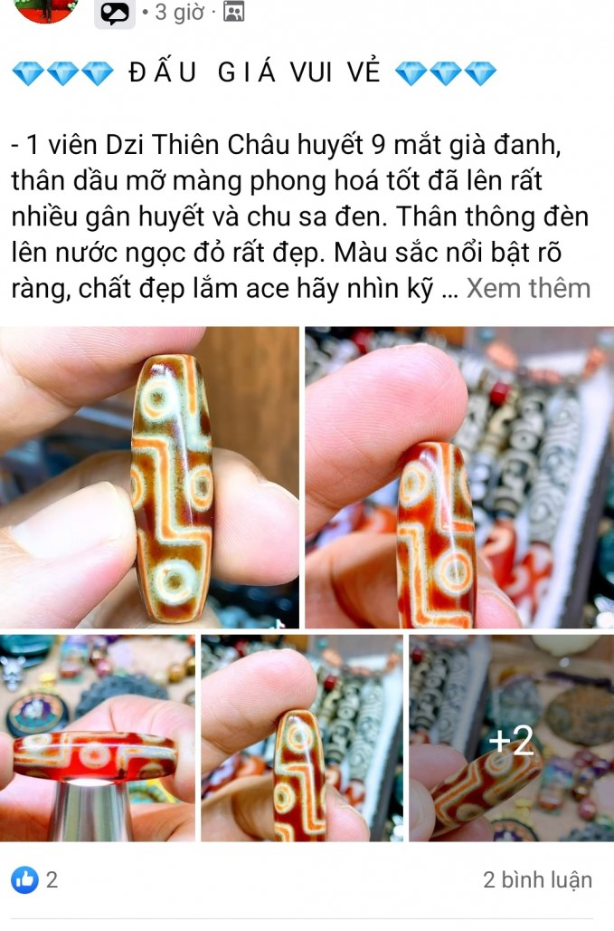 Đá Dzi thật giả lẫn lộn được rao bán, đấu giá tràn lan trên mạng xã hội