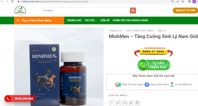 Thực phẩm bảo vệ sức khỏe MINHMENs quảng cáo có dấu hiệu lừa dối người tiêu dùng