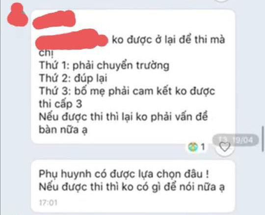 Tin nhắn của phụ huynh được chia sẻ trên mạng xã hội.