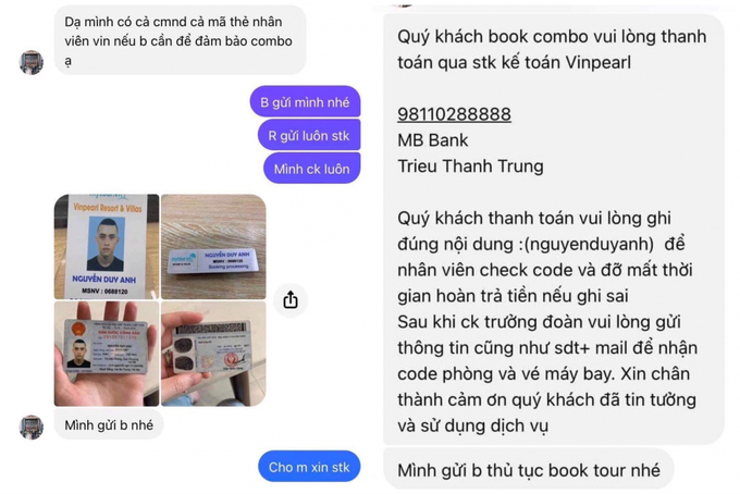 Đối tượng sử dụng căn cước công dân của người khác và làm mã thẻ nhân viên để tạo lòng tin cho người mua.