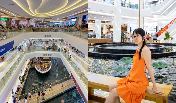 Đừng bỏ qua dòng sông lãng mạn trong nhà duy nhất Việt Nam ở tầng 1. Góc ảnh chuẩn nhất ở đây là vị trí ngồi ghế nghỉ bên dưới thác nước 360 độ, có thể vừa chụp được hình thác nước, vừa lấy được cả dòng sông.