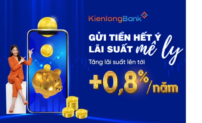 Nhằm thu hút khách hàng gửi tiền tại KienlongBank, từ ngày 28/7/2022, khách hàng gửi tiền tiết kiệm tại ngân hàng này sẽ được cộng thêm lãi suất lên đến 0,8%/năm so với biểu lãi suất trước đó.