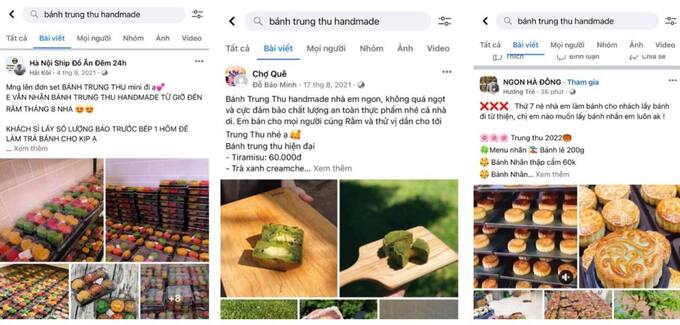 Bánh trung thu handmade được rao bán công khai trên các mạng xã hội với các mức giá khác nhau mà không rõ nguồn gốc của các nguyên liệu.