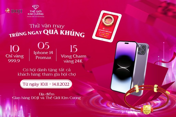 Mua sắm trang sức để có cơ hội nhận ngay iPhone 14 Promax và Vàng 999.9