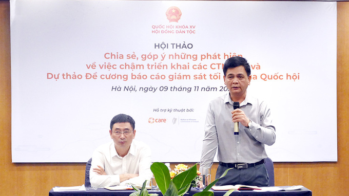 Phó Chủ tịch Hội đồng Dân tộc Nguyễn Lâm Thành phát biểu tại Hội thảo