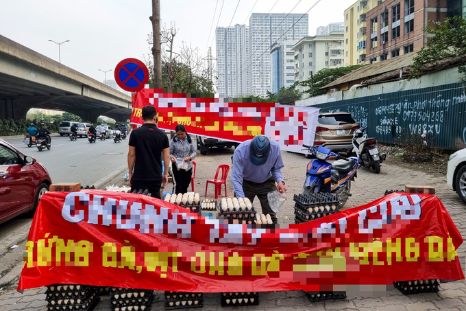 Điểm bán trứng gà, vịt trên vỉa hè Hà Nội