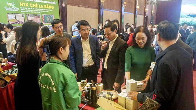 Nhiều sản phẩm chè tiêu biểu được trưng bày bên lề hội nghị.
