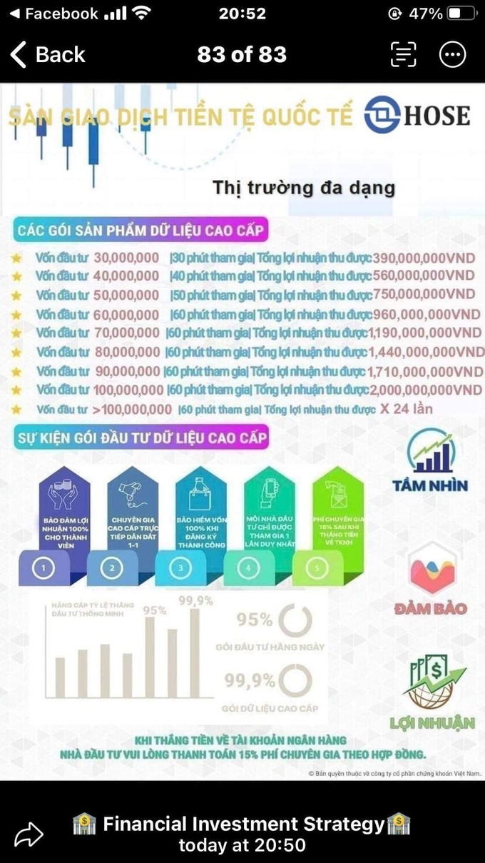 Một sàn giao dịch tiền tệ quốc tế mạo danh HOSE.